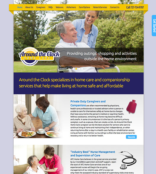 Web site design for Around the Clock Home Care in Florida.