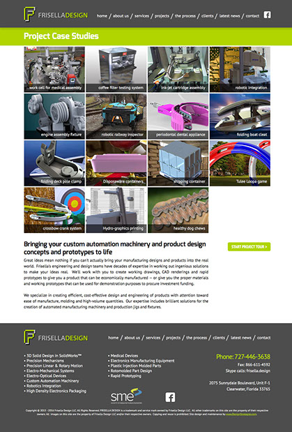 Web site design for FrisellaDesign in Clearwater, Florida.