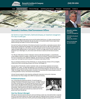 Screen captures of new website pages we designed for Kenneth J. Gerbino & Company.