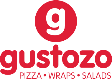 Alternate logo usage design for Gustozo Pizza, Wraps and Salads in Mumbai, India.