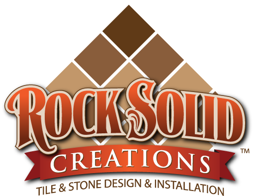 Logo design, branding for Rock Solid Creations of California, a tile and stone installation company.
