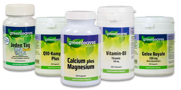 Label design for Greenleaves Vitamins. General corporate image makeover.