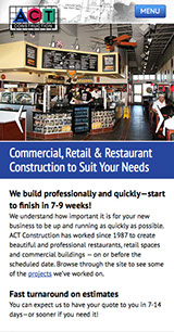Mobile web site design for ACT Construction in Lewisville, Texas.