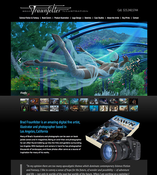 Web site design for Brad Fraunfelter Illustration in Glendale, California.