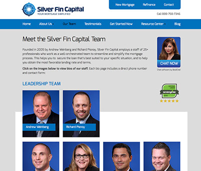 Web site design for Silver Fin Capital mortgage company of Great Neck, New York.