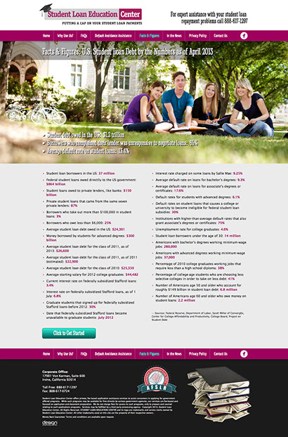 Web site design for Student Loan Education Center in California.